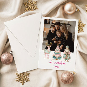 Cartes Pour Fêtes Annuelles Photo Pastel Père Noël et Renne Noël