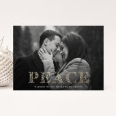 Cartes Pour Fêtes Annuelles Photo Peace Golden Winter Floral Lettering