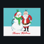 Cartes Pour Fêtes Annuelles Photo père Noël Snowman<br><div class="desc">Tout le monde sourit ! C'est le Père Noël et son bonhomme de neige préféré qui pose pour une photo de vacances. Attrapez cette paire de xmas gelés tirant leurs oreilles de lapin gag sur les t-shirts,  cadeaux et plus encore.</div>