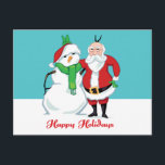 Cartes Pour Fêtes Annuelles Photo père Noël Snowman<br><div class="desc">Tout le monde sourit ! C'est le Père Noël et son bonhomme de neige préféré qui pose pour une photo de vacances. Attrapez cette paire de xmas gelés tirant leurs oreilles de lapin gag sur les t-shirts, cadeaux et plus encore.</div>