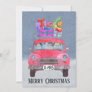 Cartes Pour Fêtes Annuelles Photo personnalisable de la voiture de Noël