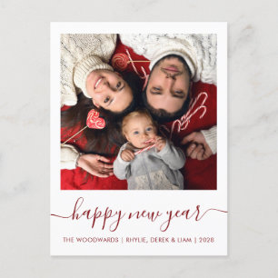 Cartes Pour Fêtes Annuelles Photo personnalisé Bonne Année Écriture Rouge Fonc