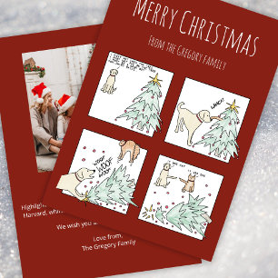 Cartes Pour Fêtes Annuelles Photo personnalisé drôle chat chien dessin animé N