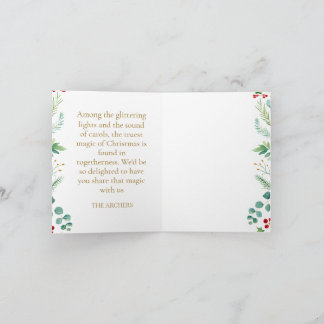Cartes Pour Fêtes Annuelles Photo personnalisé Joyeux Noël Aquarelle Botanique
