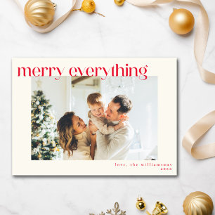Cartes Pour Fêtes Annuelles Photo personnalisé Moderne Rouge Joyeux Noël Tout