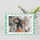 Cartes Pour Fêtes Annuelles Photo personnalisé vert bleu style mi-siècle moder (Debout devant)