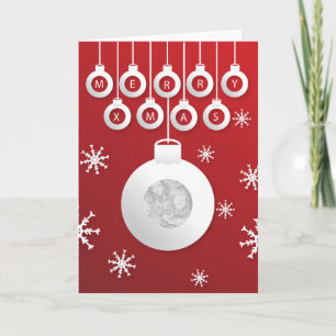 Cartes Pour Fêtes Annuelles photo personnalisée Boules de Noël salutation sur