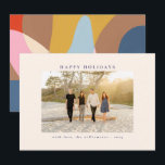 Cartes Pour Fêtes Annuelles Photo personnalisée Coloré Unique Abstrait Joyeux<br><div class="desc">Souhaitez à vos amis et à votre famille de joyeuses fêtes avec ces belles cartes comportant votre photo préférée et un magnifique design abstrait coloré au verso.</div>