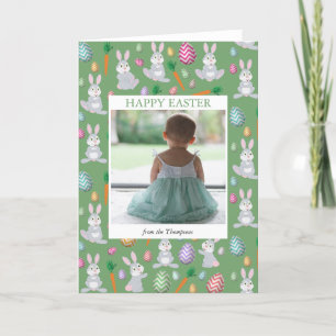 Cartes Pour Fêtes Annuelles Photo personnalisée Cute Green Lapin de Pâques lap