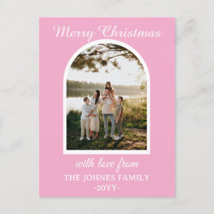 Cartes Pour Fêtes Annuelles Photo personnalisée de Joyeux Noël rose