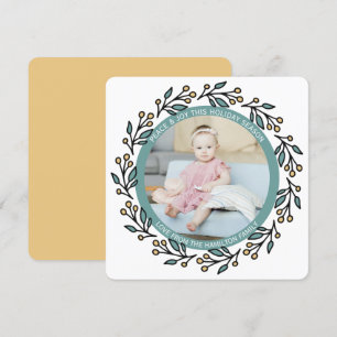 Cartes Pour Fêtes Annuelles Photo personnalisée de la couronne moderne de Noël