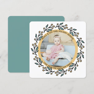 Cartes Pour Fêtes Annuelles Photo personnalisée de la couronne moderne de Noël