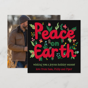 CARTES POUR FÊTES ANNUELLES PHOTO PERSONNALISÉE DE PAIX SUR LA TERRE