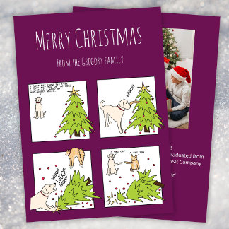 Cartes Pour Fêtes Annuelles Photo personnalisée drôle chat chien dessin animé