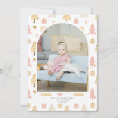 Cartes Pour Fêtes Annuelles Photo personnalisée du Motif rose de l'arbre de No (Devant)