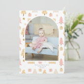 Cartes Pour Fêtes Annuelles Photo personnalisée du Motif rose de l'arbre de No (Debout devant)