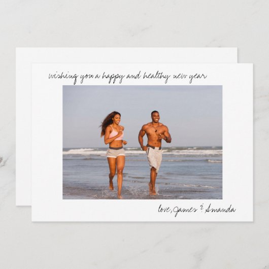 Cartes Pour Fêtes Annuelles Photo personnalisée et script Décontracté Nouvel A (Devant / Derrière)