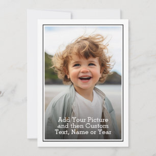 Cartes Pour Fêtes Annuelles Photo personnalisée et texte avec bordure noire et