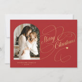 Cartes Pour Fêtes Annuelles Photo personnalisée Joyeux Noël élégant script (Devant)