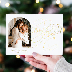 Cartes Pour Fêtes Annuelles Photo personnalisée Joyeux Noël élégant script