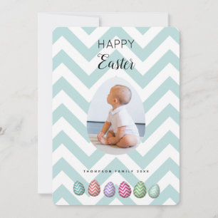 Cartes Pour Fêtes Annuelles Photo personnalisée Oeuf de Pâques Pastel Bleu