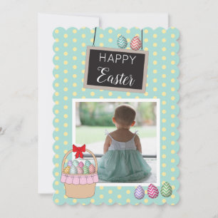 Cartes Pour Fêtes Annuelles Photo personnalisée Panier de Pâques Oeufs pastel
