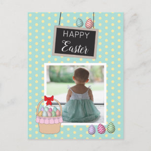 Cartes Pour Fêtes Annuelles Photo personnalisée Panier de Pâques Oeufs pastel