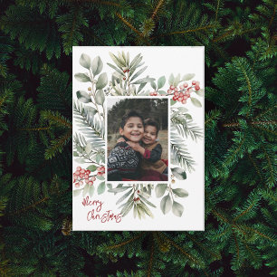 Cartes Pour Fêtes Annuelles Photo Pin Vert de Noël Rouge Joyeux Noël