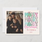Cartes Pour Fêtes Annuelles Photo Pink Merry Merry Christmas Tree (Devant)