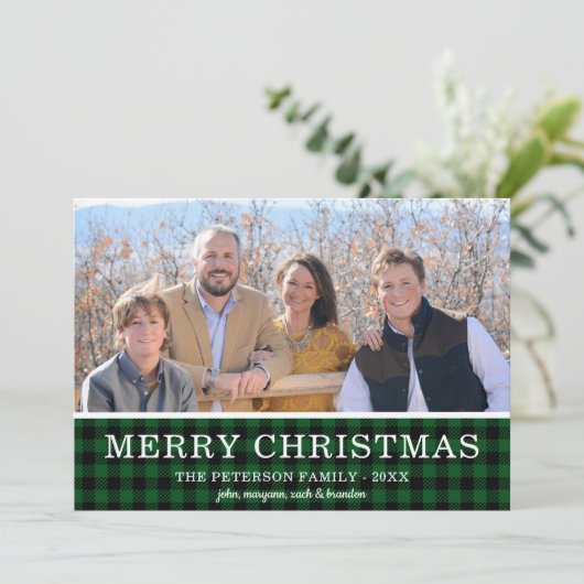 Cartes Pour Fêtes Annuelles Photo Plaid du chèque vert (Debout devant)