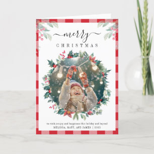Cartes Pour Fêtes Annuelles Photo Plaid Mistletoe Rustique En vichy Noël