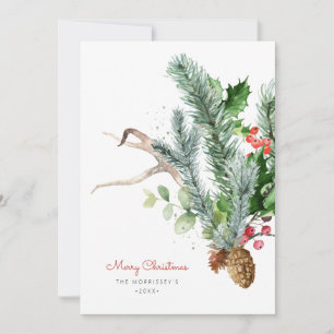 Cartes Pour Fêtes Annuelles Photo plat de verdure botanique hivernale