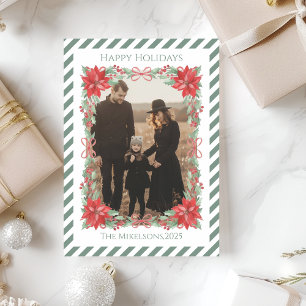 Cartes Pour Fêtes Annuelles Photo Poinsettia Botanique Rayure Noël