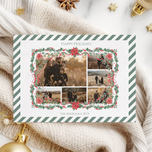 Cartes Pour Fêtes Annuelles Photo Poinsettia Botanique Rayure Noël