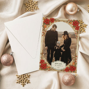 Cartes Pour Fêtes Annuelles Photo Poinsettia doré Noël