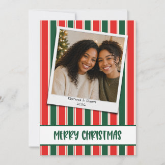 Cartes Pour Fêtes Annuelles Photo Polaroid avec rayures vertes et rouges