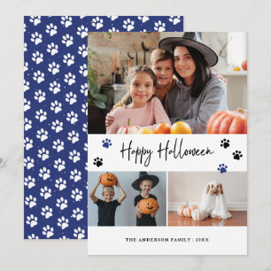 Cartes Pour Fêtes Annuelles Photo pour animaux de compagnie bleu Halloween heu