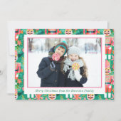 Cartes Pour Fêtes Annuelles Photo Preppy Christmas Pink & Green Nutcracker (Devant)