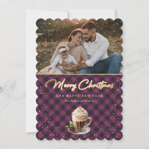 Cartes Pour Fêtes Annuelles Photo Purple Gold Chocolat chaud Joyeux Noël