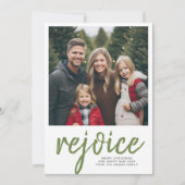 Cartes Pour Fêtes Annuelles Photo Rejoice Joyeux Noël Minimal Vert (Devant)