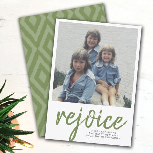 Cartes Pour Fêtes Annuelles Photo Rejoice Joyeux Noël Minimal Vert