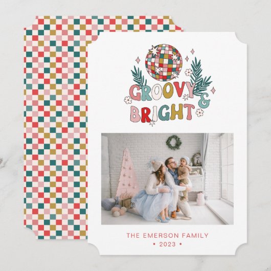 Cartes Pour Fêtes Annuelles Photo Retro Christmas Card (Devant / Derrière)