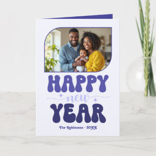 Cartes Pour Fêtes Annuelles Photo rétro groovy Bonne Année Indigo Bliss