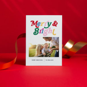 Cartes Pour Fêtes Annuelles Photo rétro moderne Joyeux et coloré