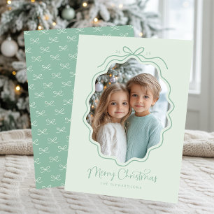Cartes Pour Fêtes Annuelles Photo Rétro Ondulée Vert Menthe Pastel