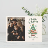 Cartes Pour Fêtes Annuelles Photo Retro Pastel Christmas Tree (Debout devant)