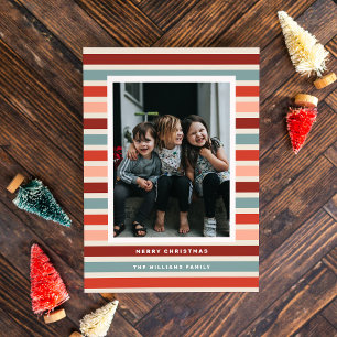 Cartes Pour Fêtes Annuelles Photo Retro Stripe Noël