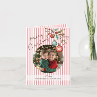 Cartes Pour Fêtes Annuelles Photo Rose Candy Stripes Aquarelle Noël