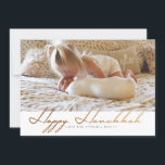 Cartes Pour Fêtes Annuelles Photo rose heureuse élégante d'or de Hanoukka |<br><div class="desc">Par des conceptions redéfinies</div>