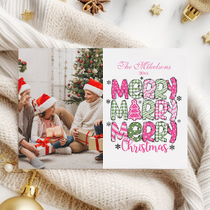 Cartes Pour Fêtes Annuelles Photo Rose Vert Joyeux Noël Vacances